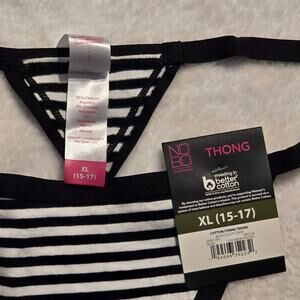 No Boundaries XL Thong Black/White Stripes New